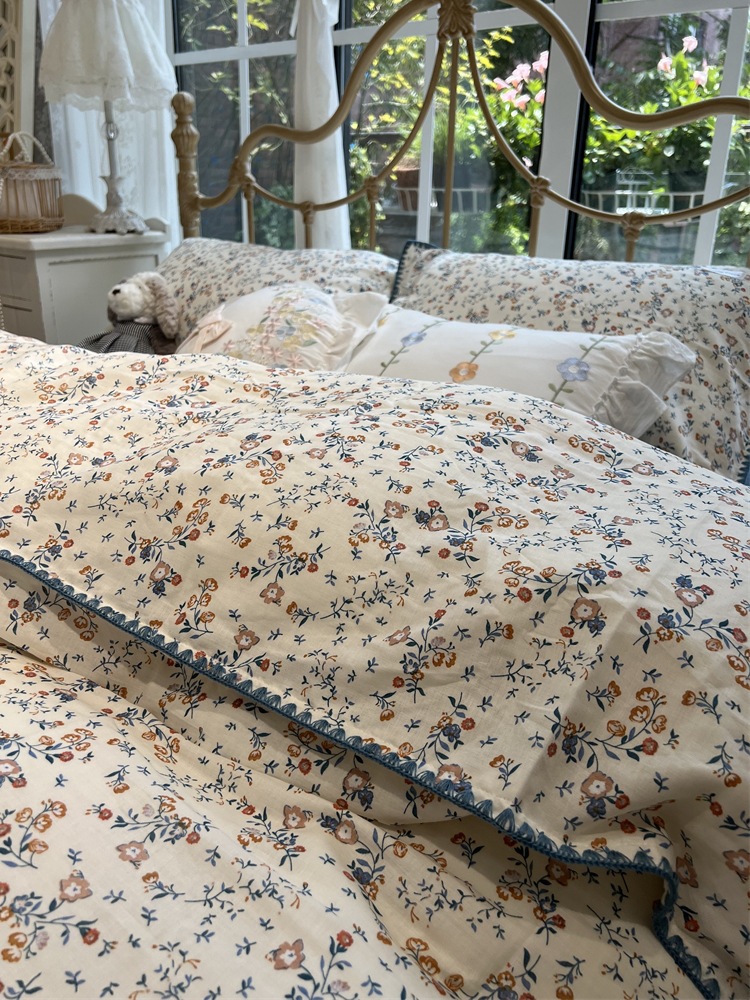 ins retro style A-class baby and mother grade double-layer yarn washed cotton quilt set, four-piece set, bedding, bed sheet, three-piece set Specification image