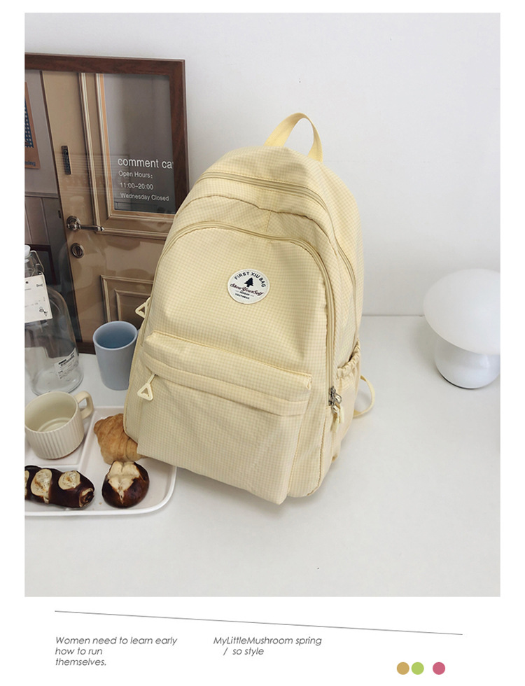 简约书包百搭女日系ins学生包初中高中双肩包大容量校园甜美背包详情49