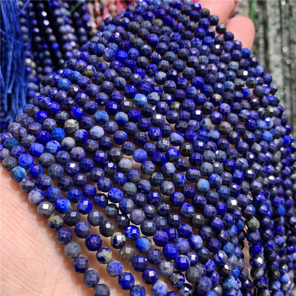 4mm cut and faceted round natural stone small beads, diy strawberry crystal lapis lazuli jewelry accessories wholesale