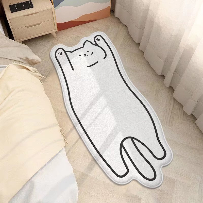 仿羊绒地毯卧室床边毯ins风 异形卡通猫咪地垫防滑耐磨可机洗地垫