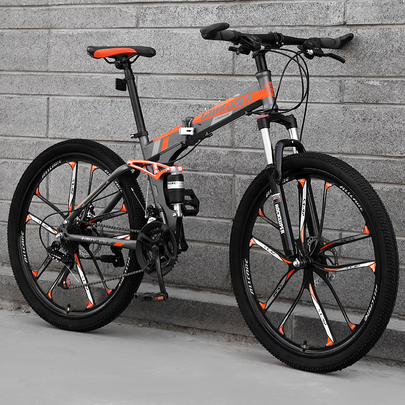 Cross-Border Wholesale Mountain Bike 26 Inch Variable Speed Folding Shock-Absorbing Bike Bicycle Disc Brake Student Mountain Bike details Picture