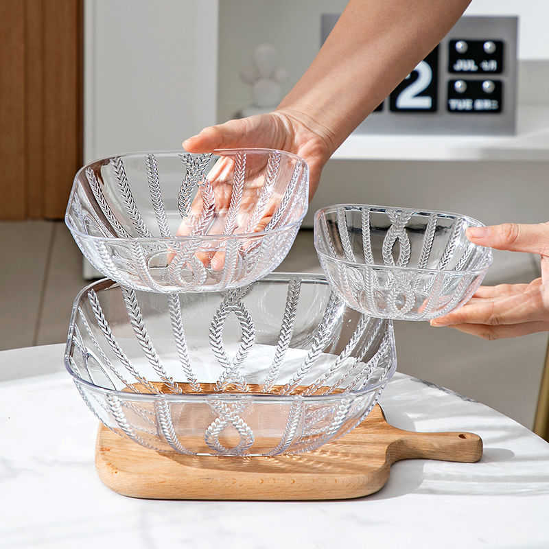 Transparent and light luxury fruit plate, fruit basin, living room coffee table, high-end fruit plate, salad bowl, high appearance level, snacks, dried fruits, candies Specification image