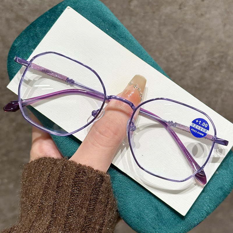 2025新款金属细闪设计老花镜防蓝光高清气质时尚眼镜护目舒适花镜