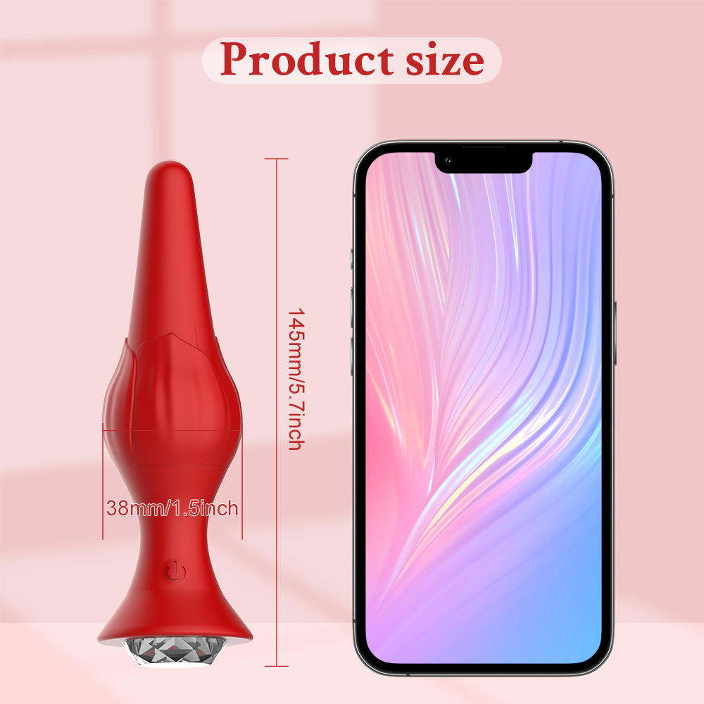 Rose anal plug APP Silicone 9-frequency vibration anal plug charging female masturbation device adult sex toy Application Scenario