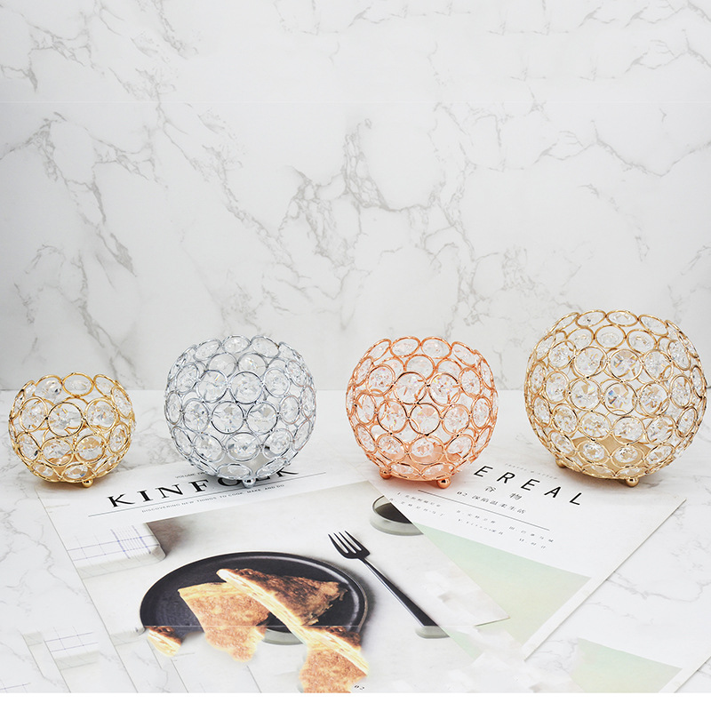 Cross-Border European Crystal Ball Candlestick Vase Road Lead Ball Candlestick Wedding Candlestick Props Candlelight Dinner Decoration Item Picture