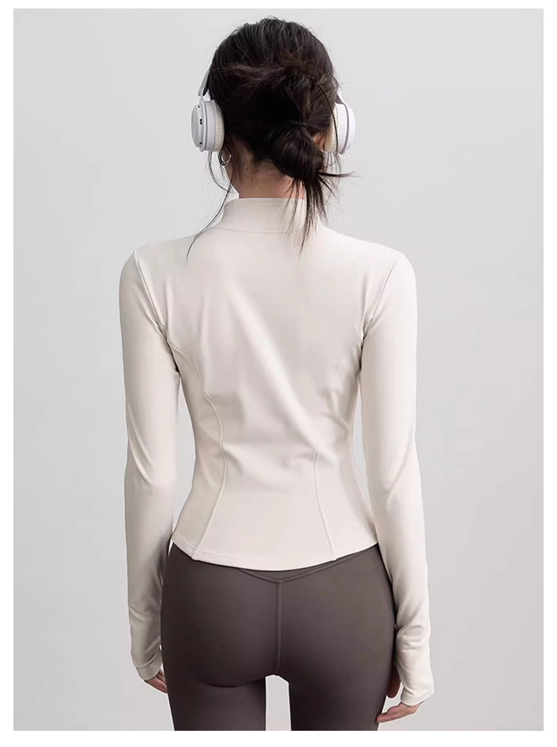 新款防晒防紫外线修身高弹瑜伽服健身跑步长袖外套宽松显瘦运动服详情15