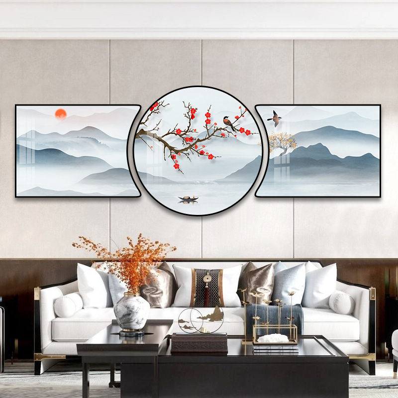 新中式客厅装饰画沙发背景墙壁画三联组合山水画现代高端轻奢挂画详情图3
