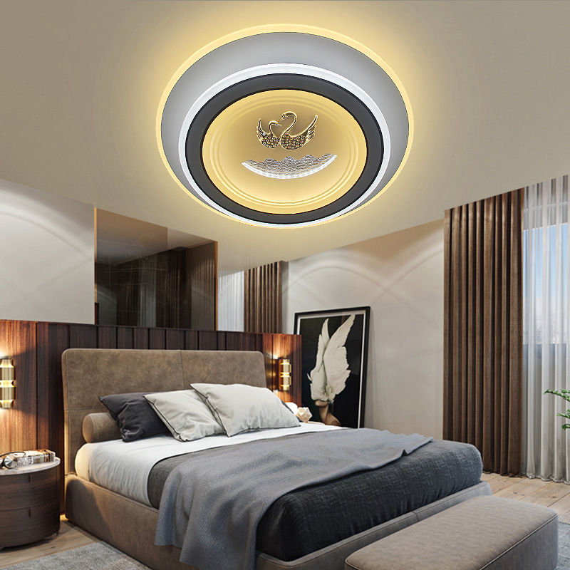 Modern simple bedroom led ceiling light round master bedroom study light personality diamond Mandarin duck design restaurant light