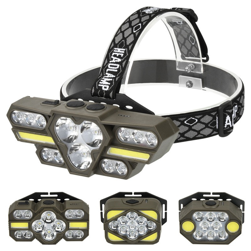 Outdoor high-intensity headlight, multi-functional portable LED headlight, long-lasting red light warning, head-mounted emergency light, long-range night fishing light, cycling and running headlight, high-intensity headlight