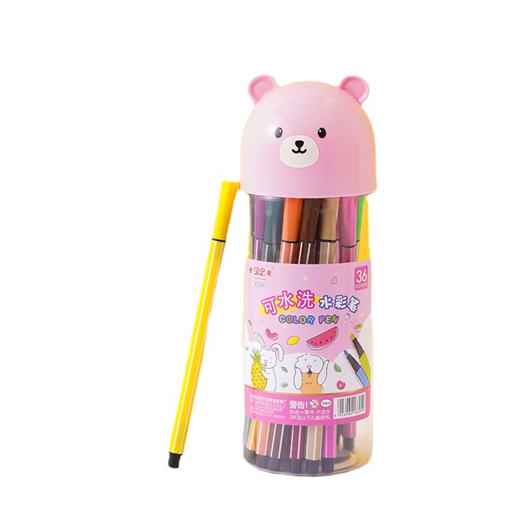 Fabricante niños arte suministros graffiti pintura color pen soft bucket 12 colores lavable watercolor pen brush wholesale Item Picture