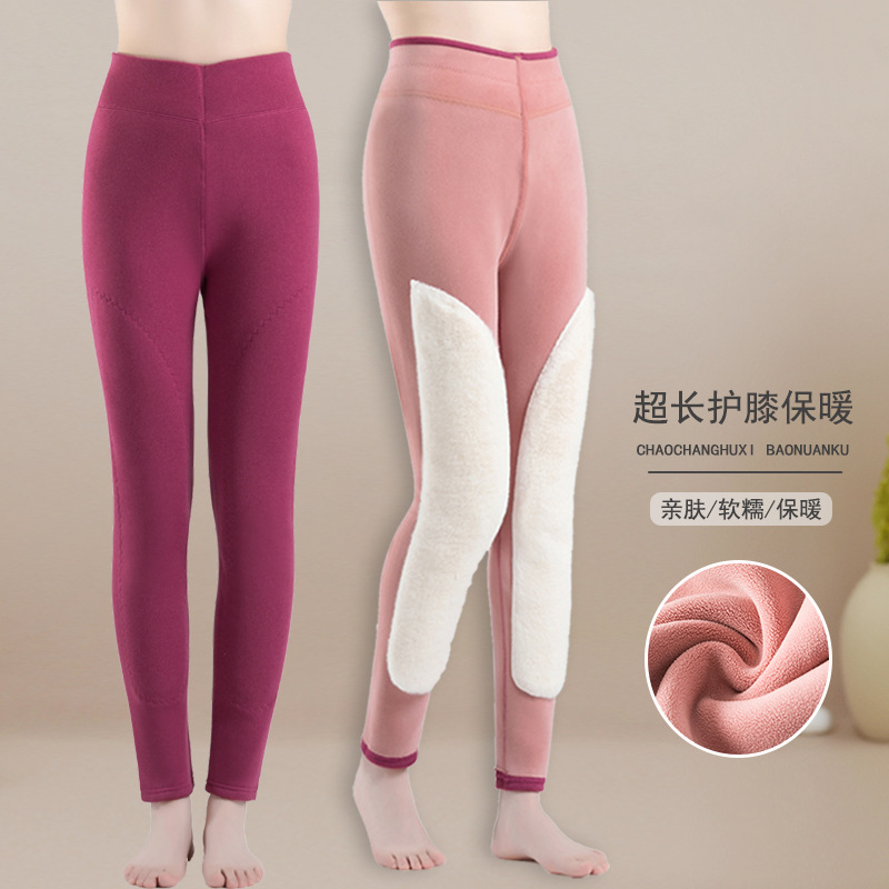 批发冬季女士保暖裤高腰内穿女款宽松护膝加厚德绒打底裤大码棉裤