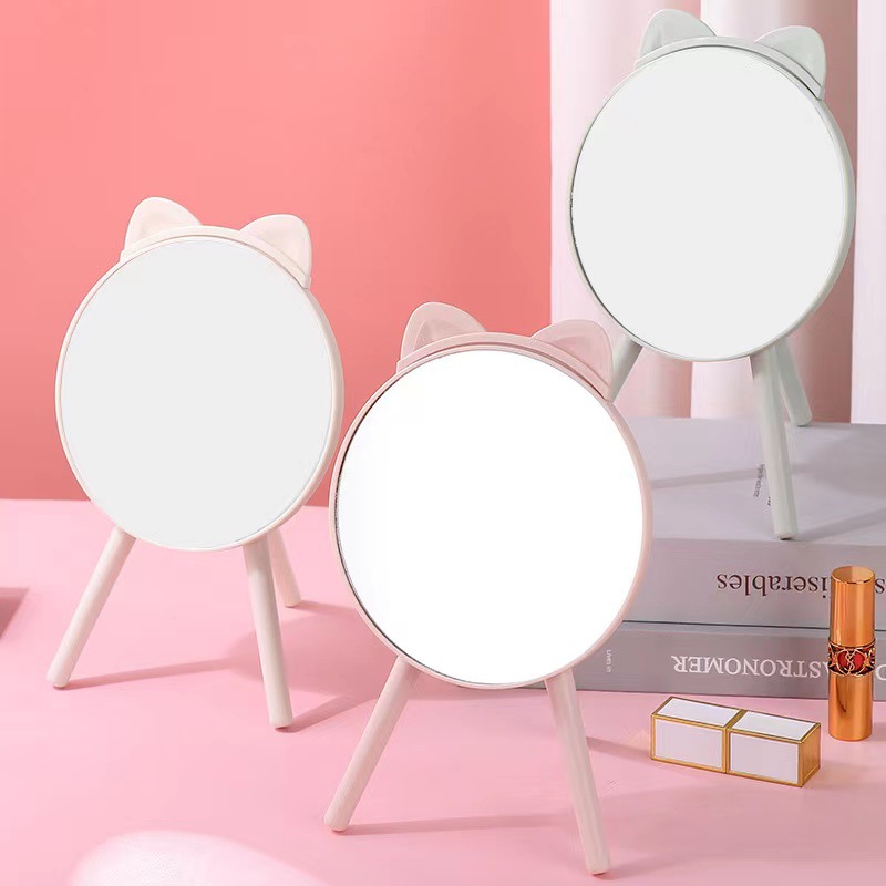 厂家直销桌面支架化妆镜可折叠方便携带带梳子梳妆镜批发化妆镜子化妆镜子