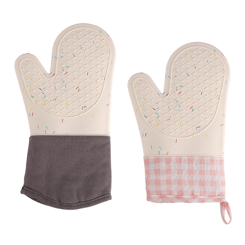 Add Cotton Silicone Gloves Microwave Oven Hot Gloves Household Kitchen Silicone Heat Insulation Gloves Baking Tools Wholesale Item Picture