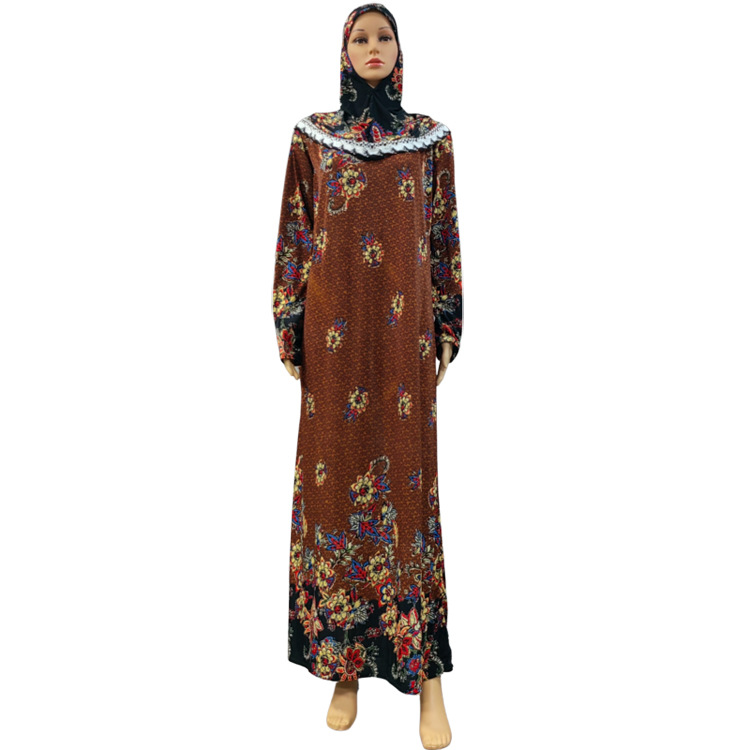 Cross-Border Middle East Arab Women's Long Dress Fast Sell Through Amazon Hooded Worship Toga Nation Abaya Item Picture