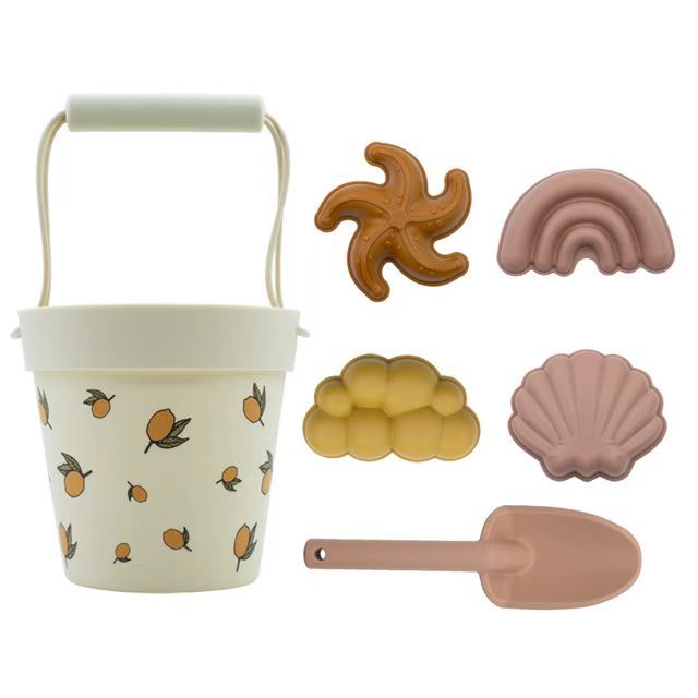 Wholesale silicone beach bucket children's toy sets of 4 and 6 pieces, beach water play, sand shovels, parent-child interactive sand buckets Item Picture
