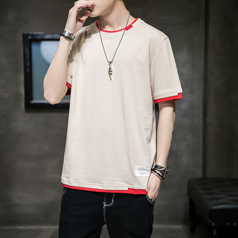 The 2023 summer collection of casual men's solid color new super popular ins pure cotton loose and trendy pure cotton short T-shirt top