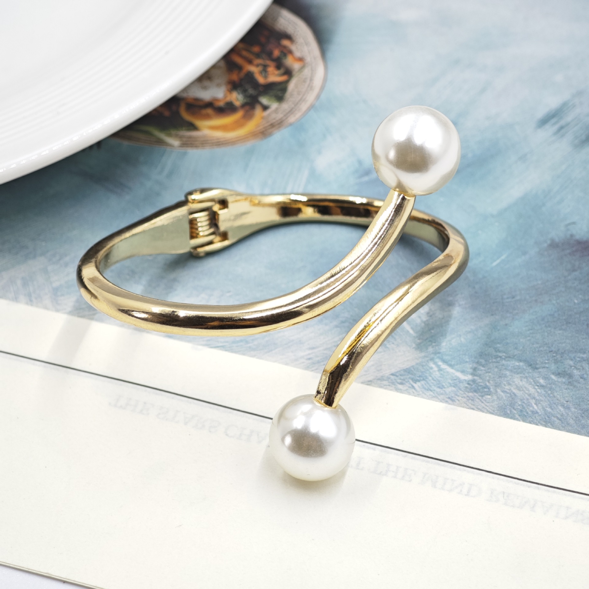 猫眼石手镯/叮当镯/手镯/沙金/欧美手镯细节图