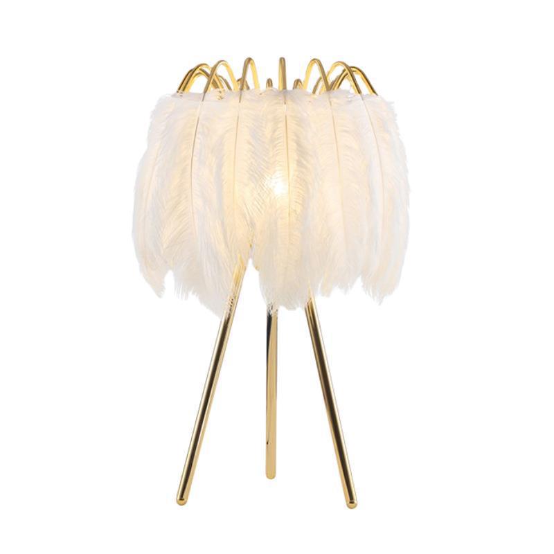 Feather Lamp Ins Nordic Romantic Ostrich Hair Girl Bedroom Bedside Lamp Coconut Tree Wedding Room Network Red Light Item Picture