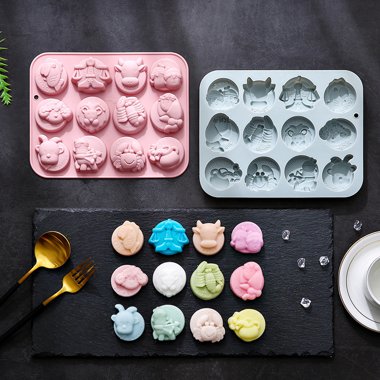 Stock 12 In 12 Constellations Molding Silicone Mold Drop Glue Chocolate Mold Baking Tool Ice Lattice Cake Mold Specification drawing