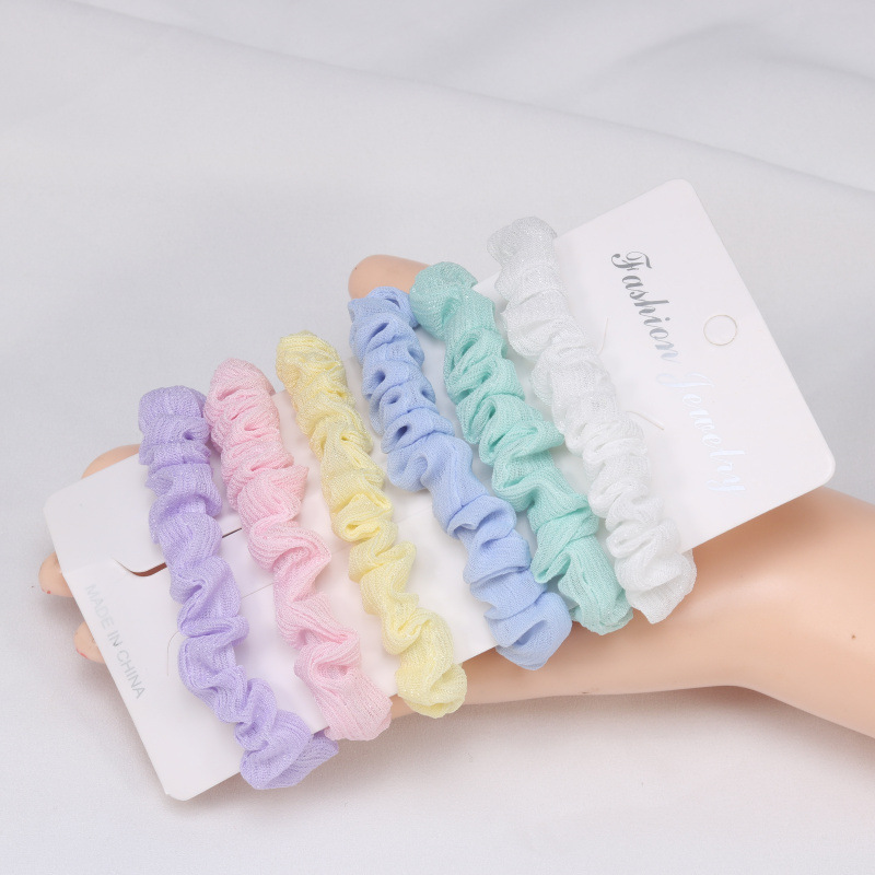 Wholesale of sweet and refreshing candy-colored small intestine hair bands, hair ties, and leather bands in Korean style Specification image