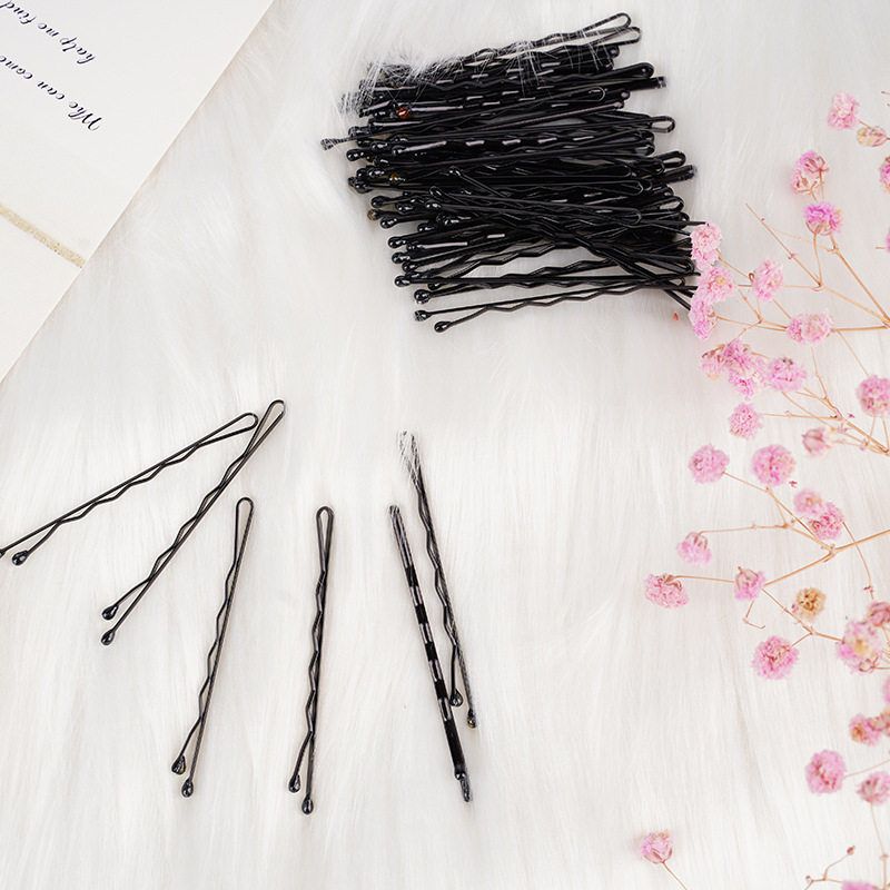 50 Bagged Simple Base Black Hair Clip One Line Clip 5.5Cm Girl's Side Shredded Bangs Clip Edge Clip Specification drawing