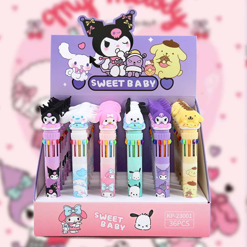 Korean Cartoon Pet Collection Multi-Color Pen Cute Girl Ten-Color Pen Ballpoint Pen Student Hand Pen Pen Color Pen details Picture