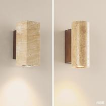 Japanese wabi-Sabi bedroom bedside wall lamp designer homestayroom background wall aisle yellow cave stone LED wall lamp