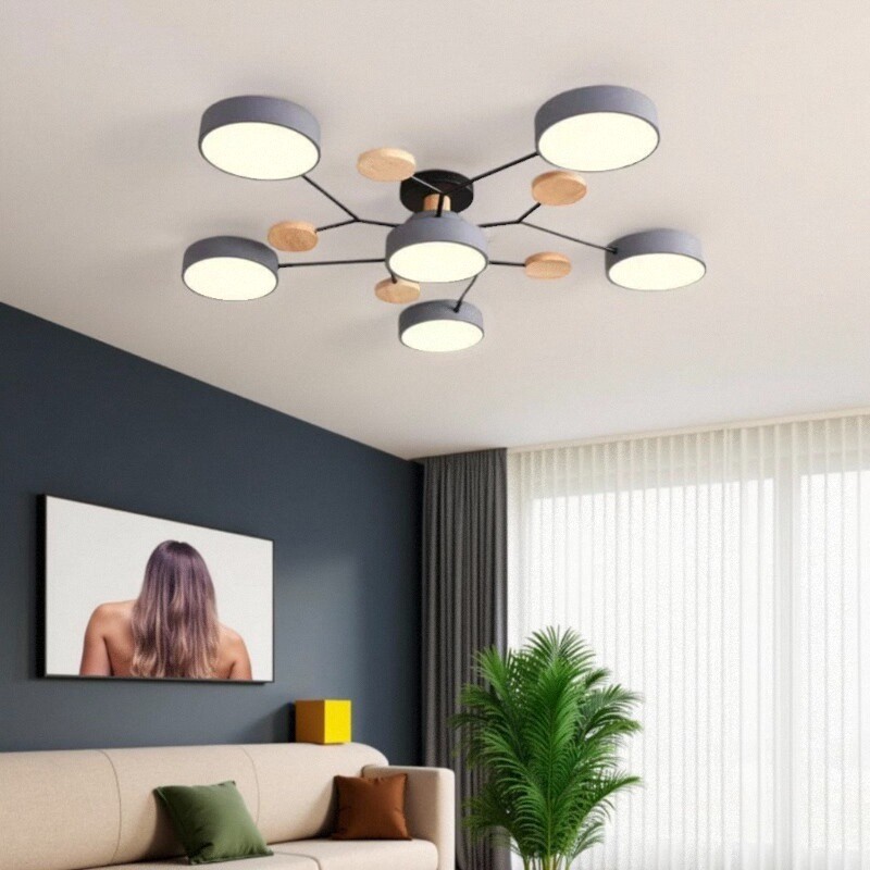 Cross border new nordic wind multihead techo moderno y minimalista comedor dormitorio lámpara principal macaron estilo europeo sala de estar faros Specification image