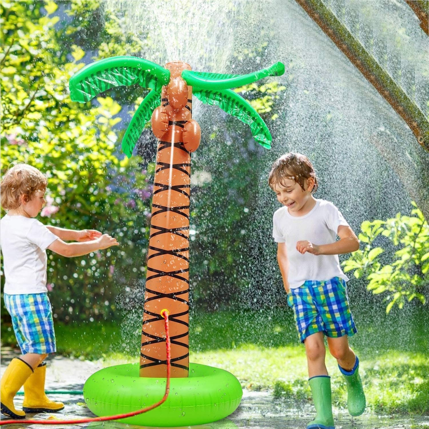 Cross-border exclusive lawn water spray mat, children's water play, coconut tree water fountain, summer lawn inflatable pvc water spray coconut tree details Picture