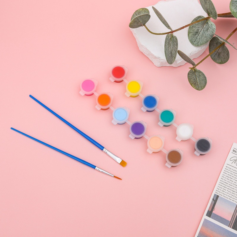 The manufacturer supplies 12-color 6-piece acrylic paint for children, student art drawing and coloring gypsum baby paint strips details Picture