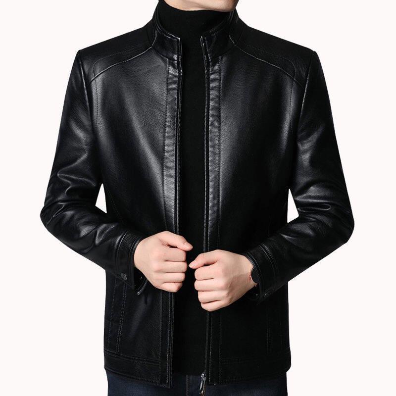 2022 New men's leather jacket wholesale street stall supply, thin men's leather jacket, pu spring and autumn, middle-aged and elderly stand-up collar coat
