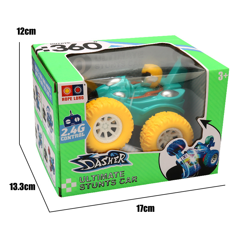 Cross-border children's 2.4G four-way remote control dump truck, cool light rolling stunt car, boys' remote control car wholesale Item Picture