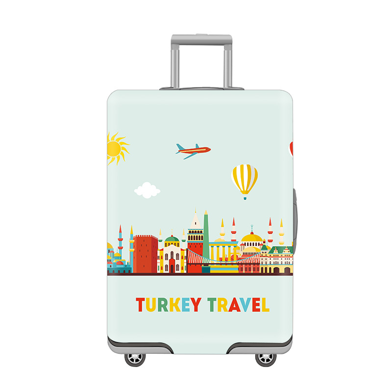 Printed box cover, thickened suitcase protective cover, travel box dust cover, pull handle, elastic cover for leather suitcase, box cover, elastic cover Item Picture