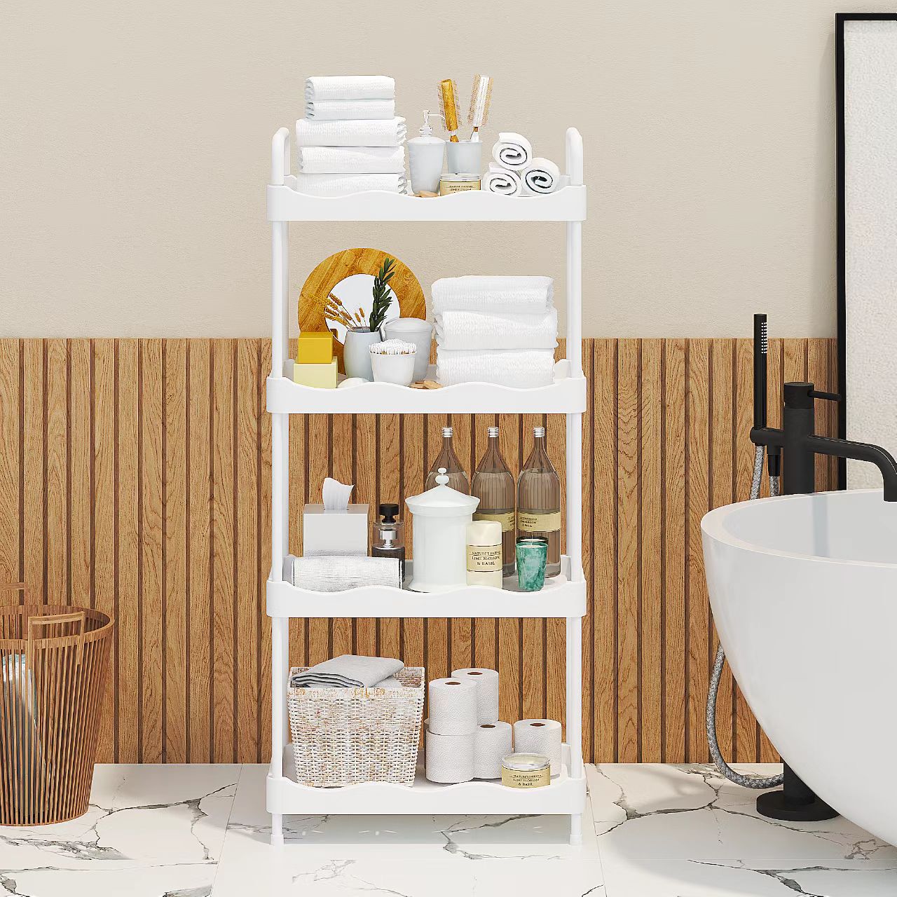 New Household Bathroom Shelf Floor Multi-Storey Bathroom Bathroom Gap Storage Shelf Manufacturers Wholesale Specification drawing