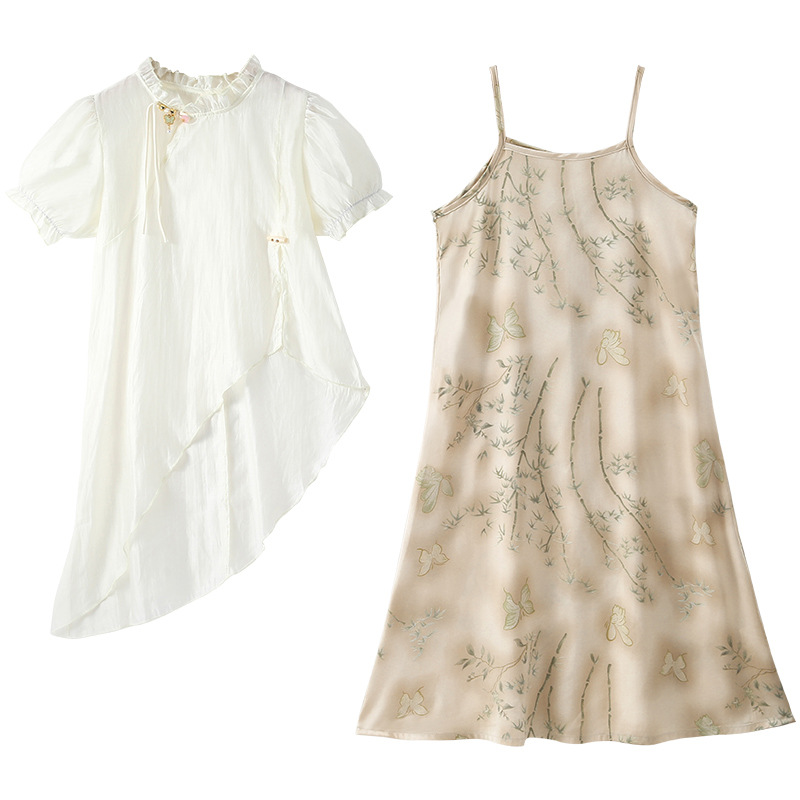 National Trend - Children's Clothing, Girls' Hanfu dress, Chinese style Irregular two-piece set, Summer improved Tang suit, children's cheongsam dress Item Picture