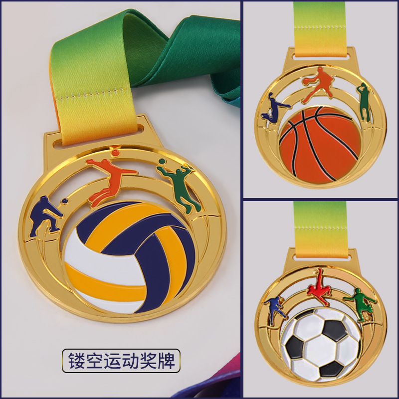 Hollowed-out MEDALS for football and basketball sports events, custom-made sports event souvenirs, MEDALS with logos printed on them details Picture