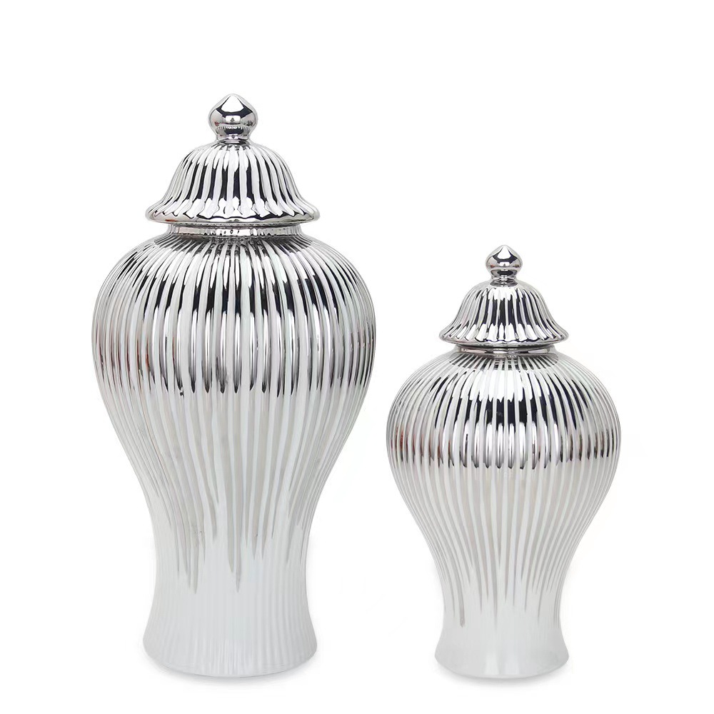 In 2025, ceramic light luxury electroplated general jars, European-style flower arrangements, vases, handicrafts, decorative items, soft furnishings for the entrance hall, and storage jars Application Scenario