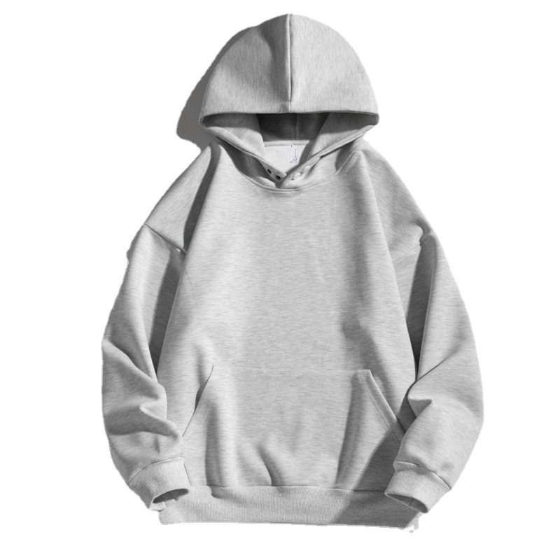 Solid color hooded sweatshirt for men, 400G heavy fleece and thickened trendy brand off-the-shoulder top, loose and casual hooded jacket Item Picture