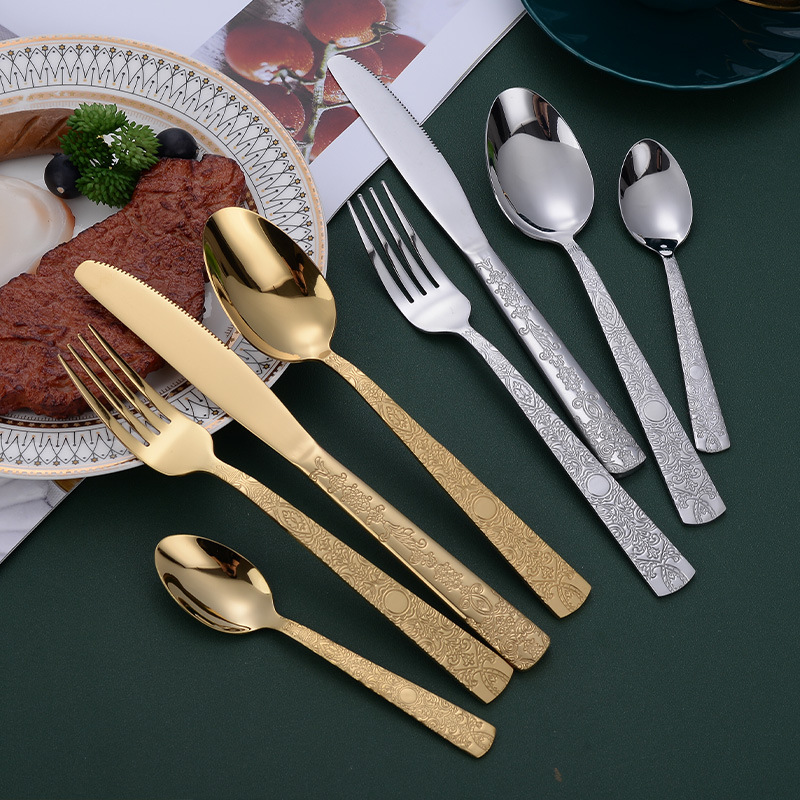 厂家直销不锈钢刀叉勺套装 西餐具4件套套装亚马逊跨境直供细节图