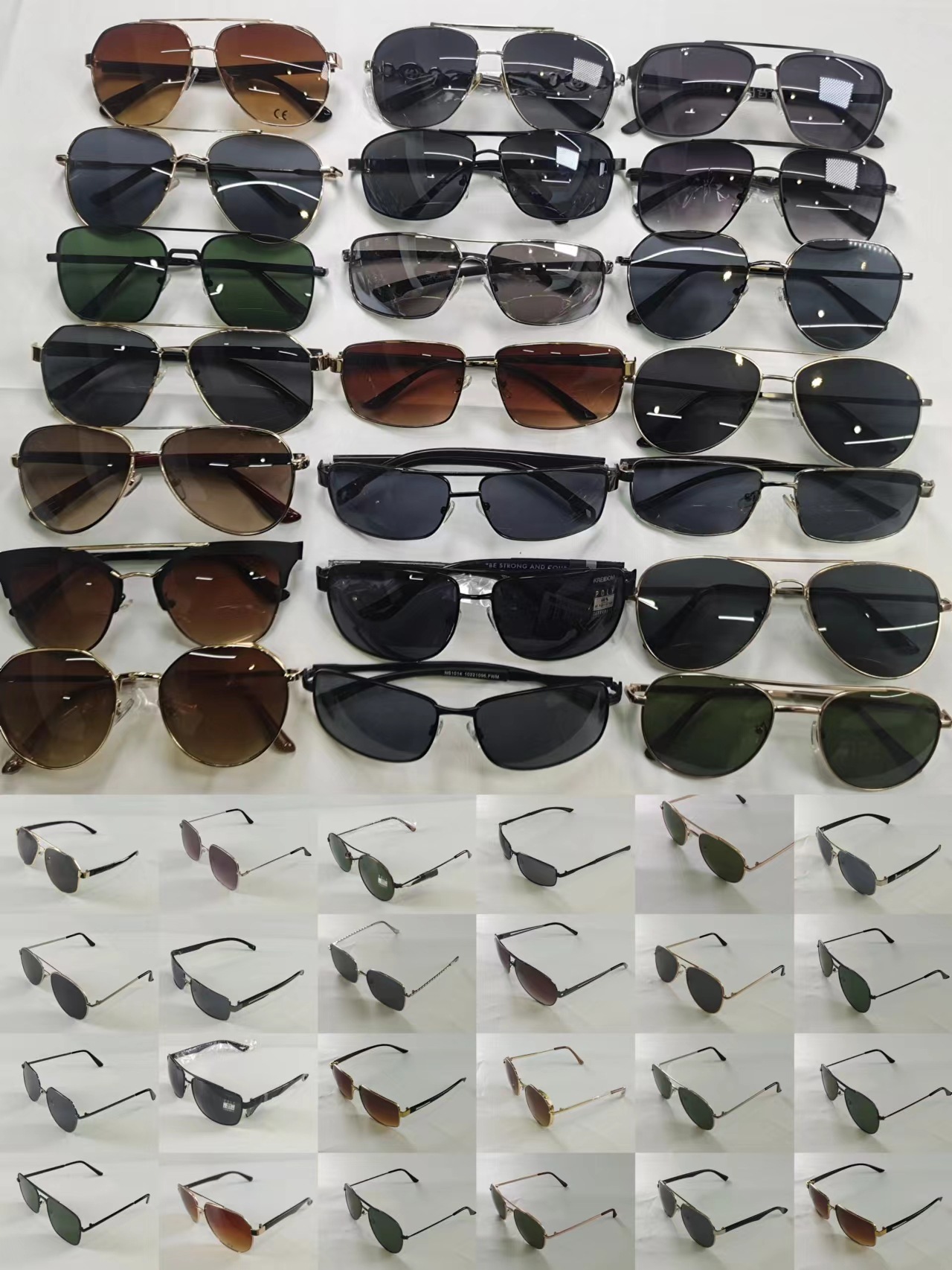 Wholesale of metal sunglasses, mixed batch of men's and women's sunglasses, fashionable and trendy, street stall, wandering around, dazzling sunglasses