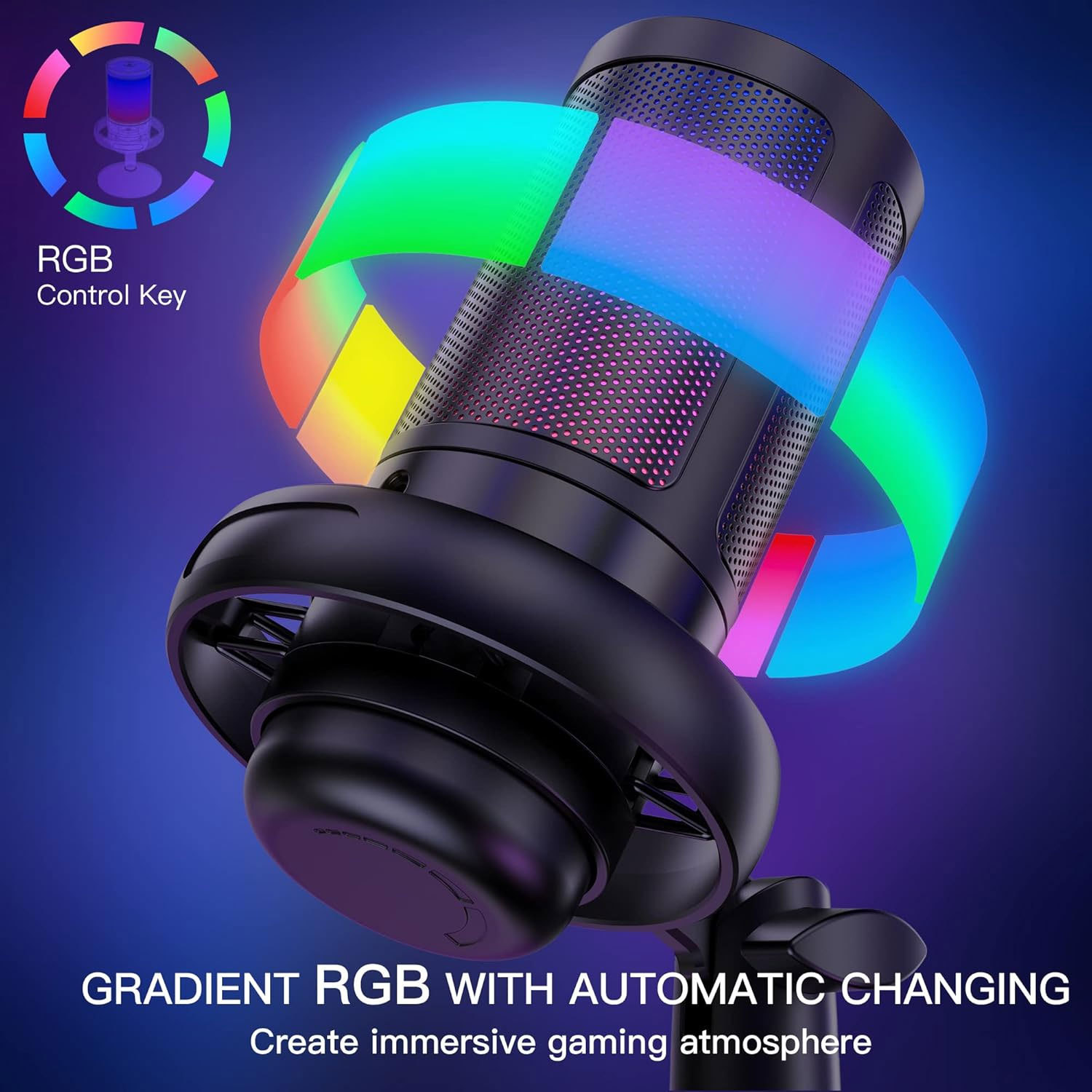 Cross-border RGB condenser wired microphone ME6S game competition singing live recording sound card microphone details Picture