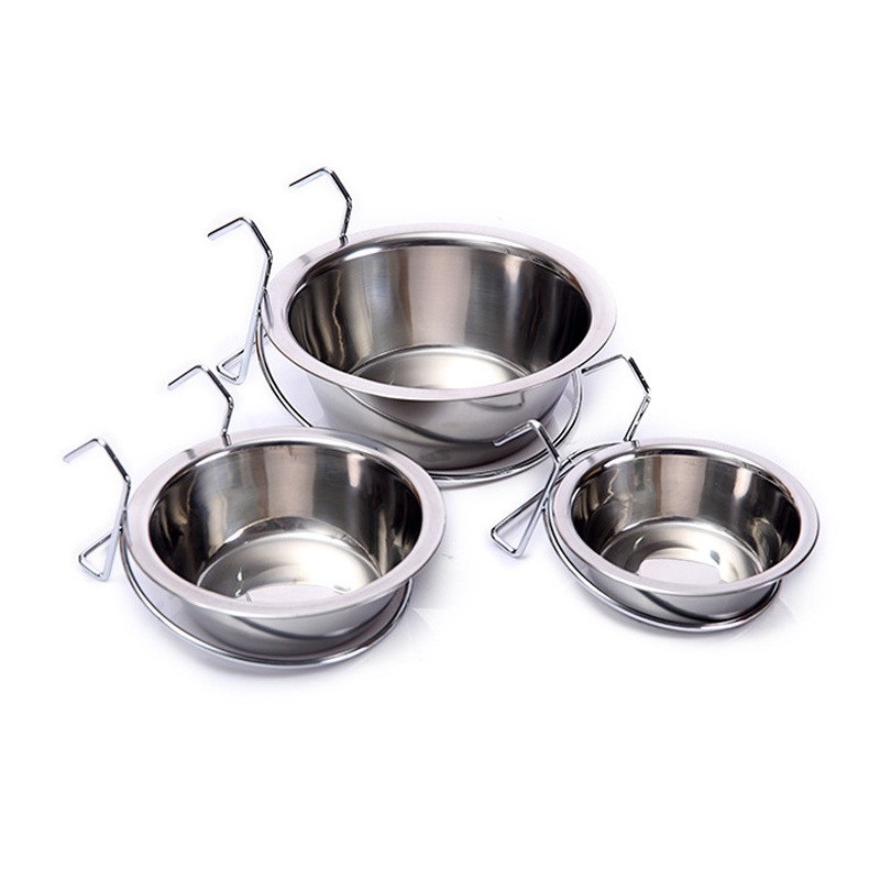 Pet stainless steel hanging dog bowls can be used to hang dog cages, food bowls, single hanging dog cages, and pet bowls. Wholesale in stock Specification image