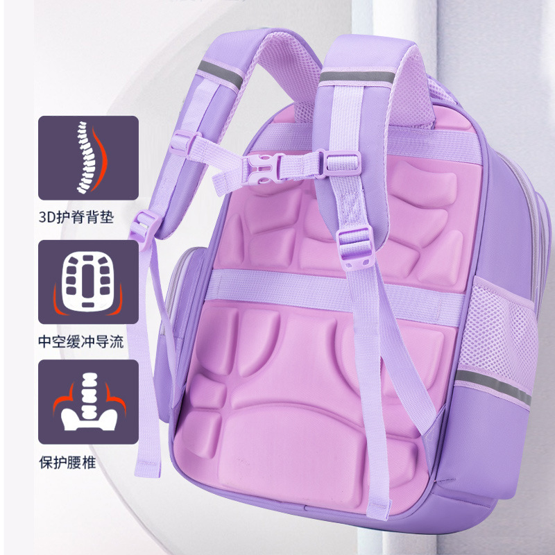New Children's Load Reduction Large Capacity Backpack Primary School Students 123-6 Korean Version Of Spine Protection Schoolbag Specification drawing