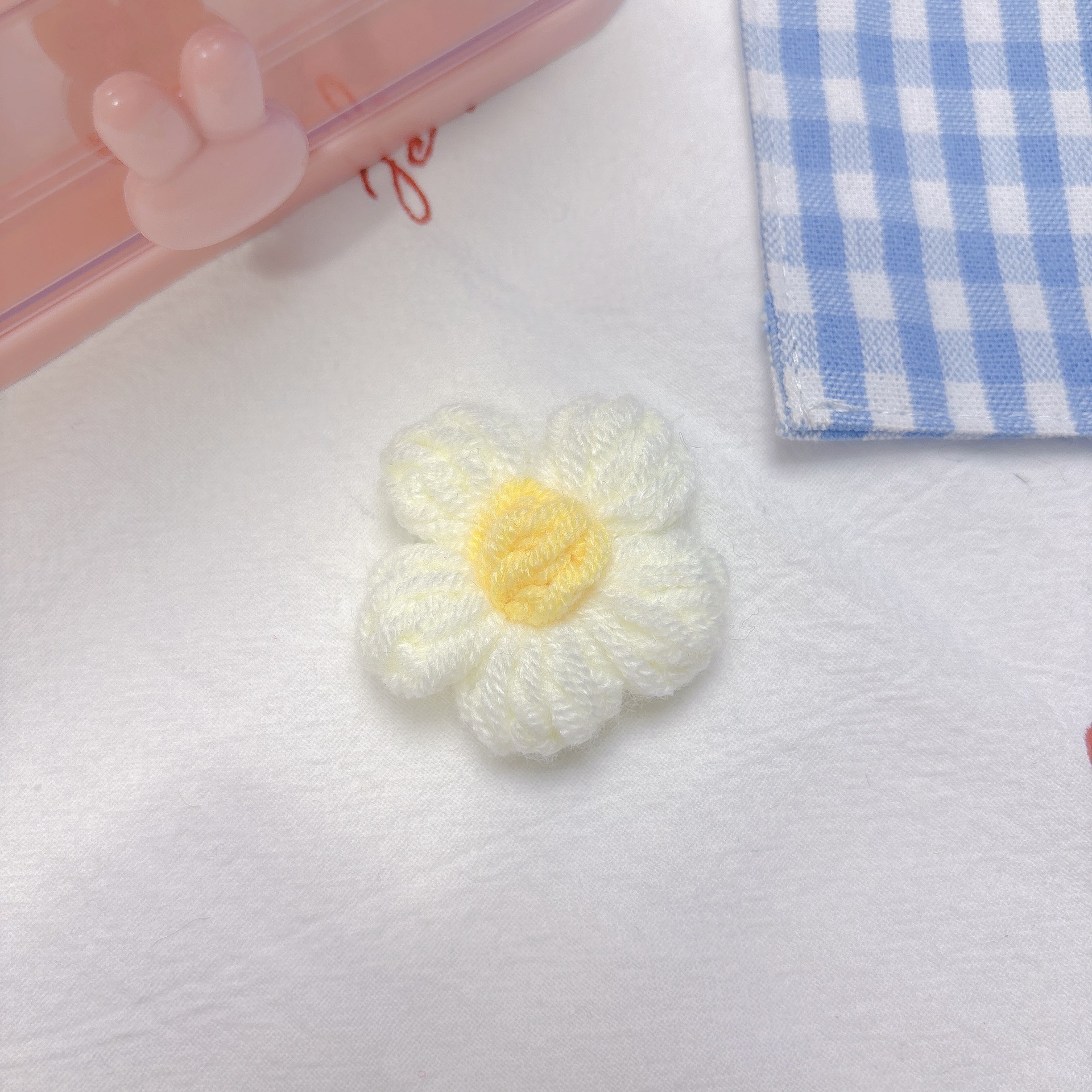 彩色针织泡芙小花配件毛线编织花朵diy儿童服装鞋袜帽子发夹配饰详情12