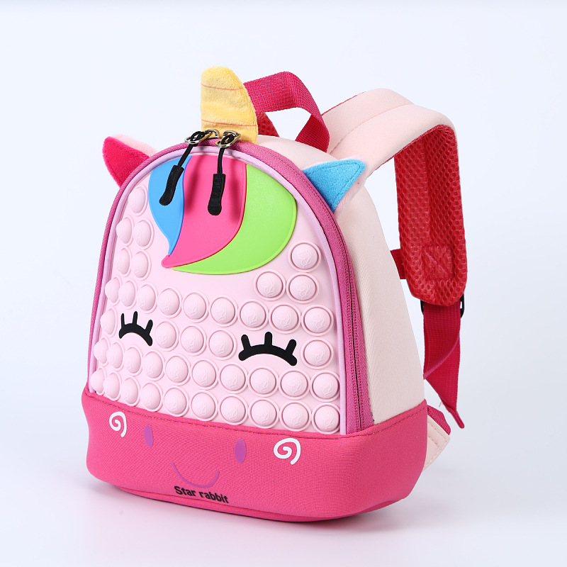 Children's Backpack Kindergarten Silicone Bubble Backpack 2-6 Years Old Cartoon Cute Animal Backpack details Picture