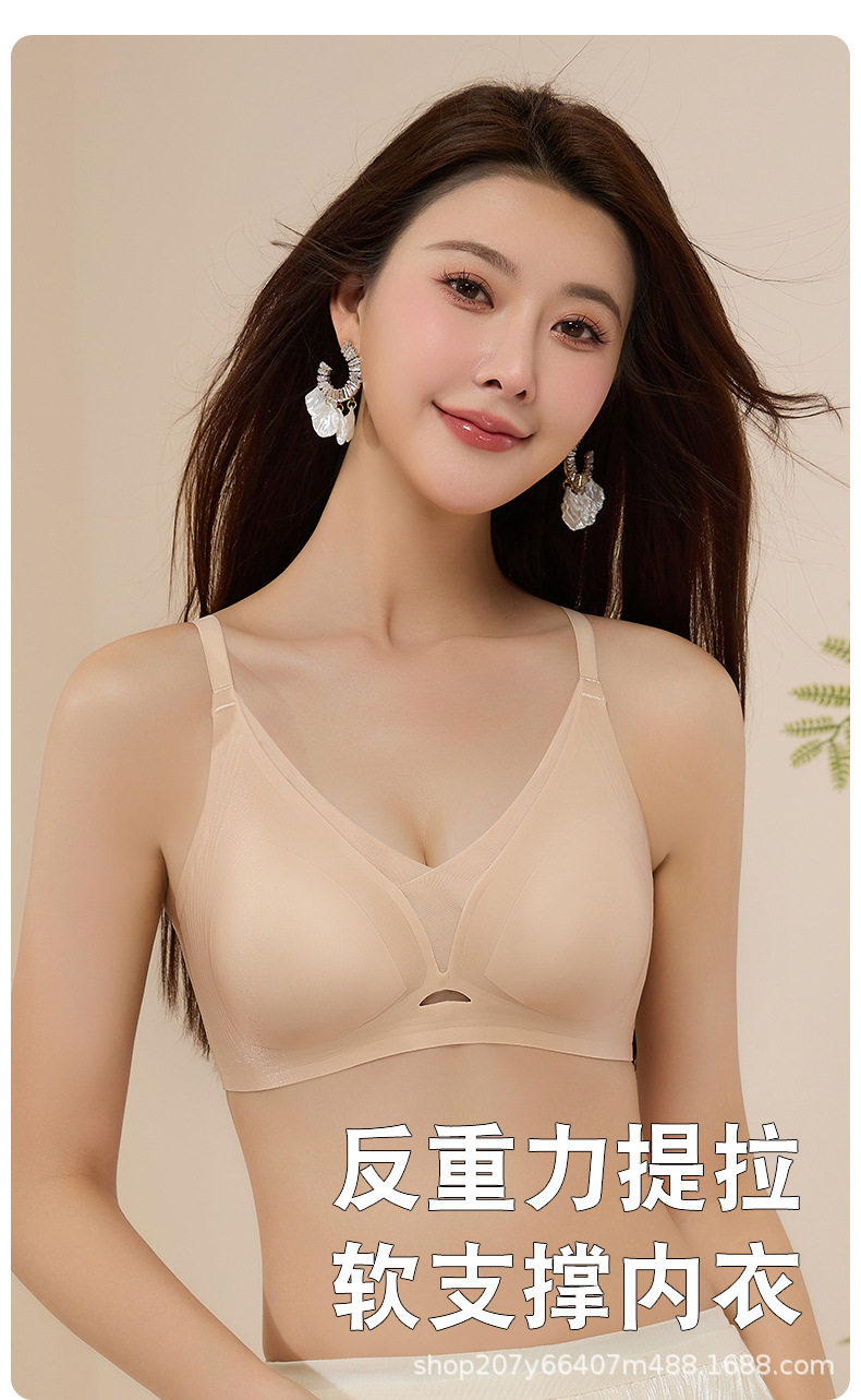 夏季超薄透气镂空粉底液无痕内衣女士一片式软支撑聚拢文胸罩跨境详情4