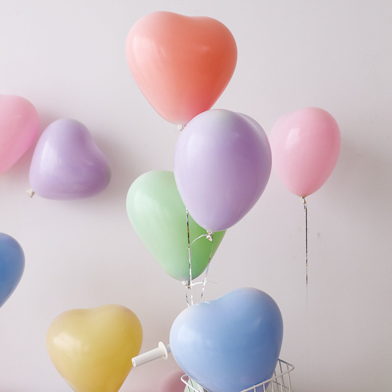 马卡龙哑光心形气球爱心气球婚房派对浪漫告白桃心气球厂家批发