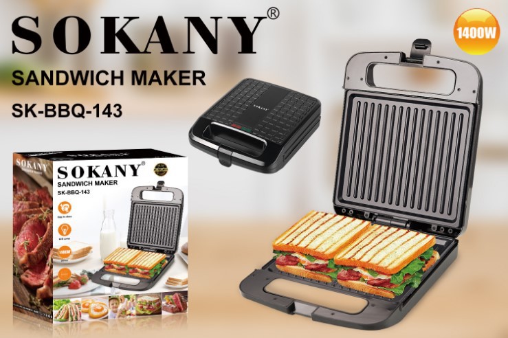 Comercio exterior sokany143 sándwich máquina de desayuno tostadora pequeña casa Sandwich maker details Picture