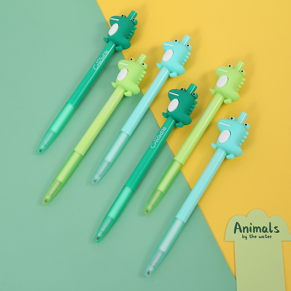 Zhongfan Cartoon Crocodile series gel pens are creative and cute. Press the gel pen is an automatic pencil for primary school students to write Specification image