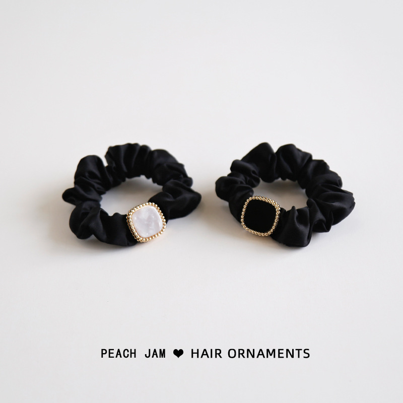 South Korea Simple Light Luxury Acetic Acid Hair Band Large Colon Commuter Head Tie Hair Band Temperament Horsetail Hair Rope Headwear details Picture